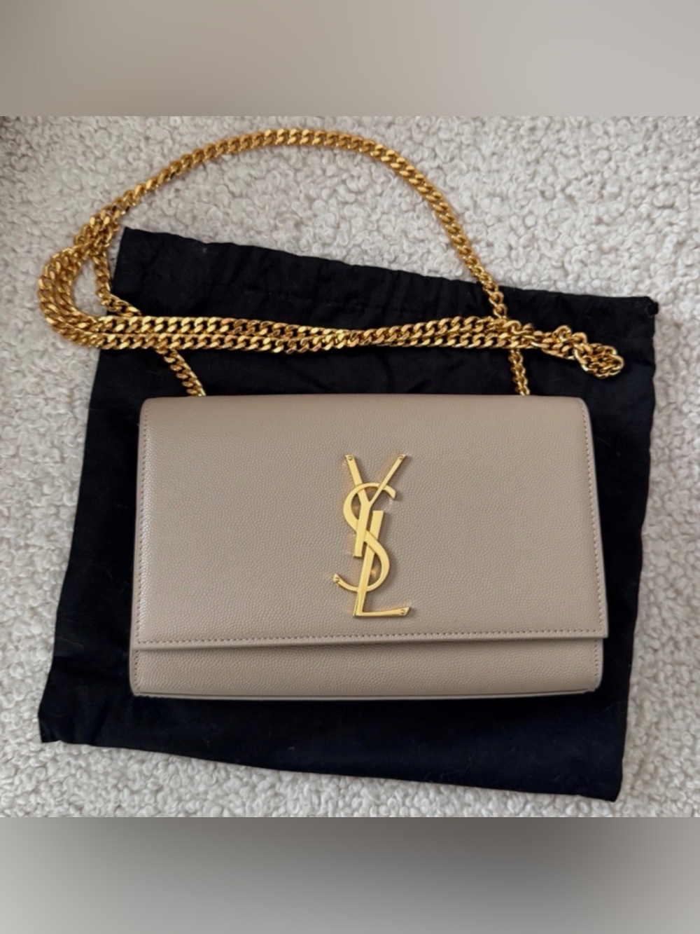 New Saint Laurent Kate Chain Bag Grain De Poudre Embossed Leather